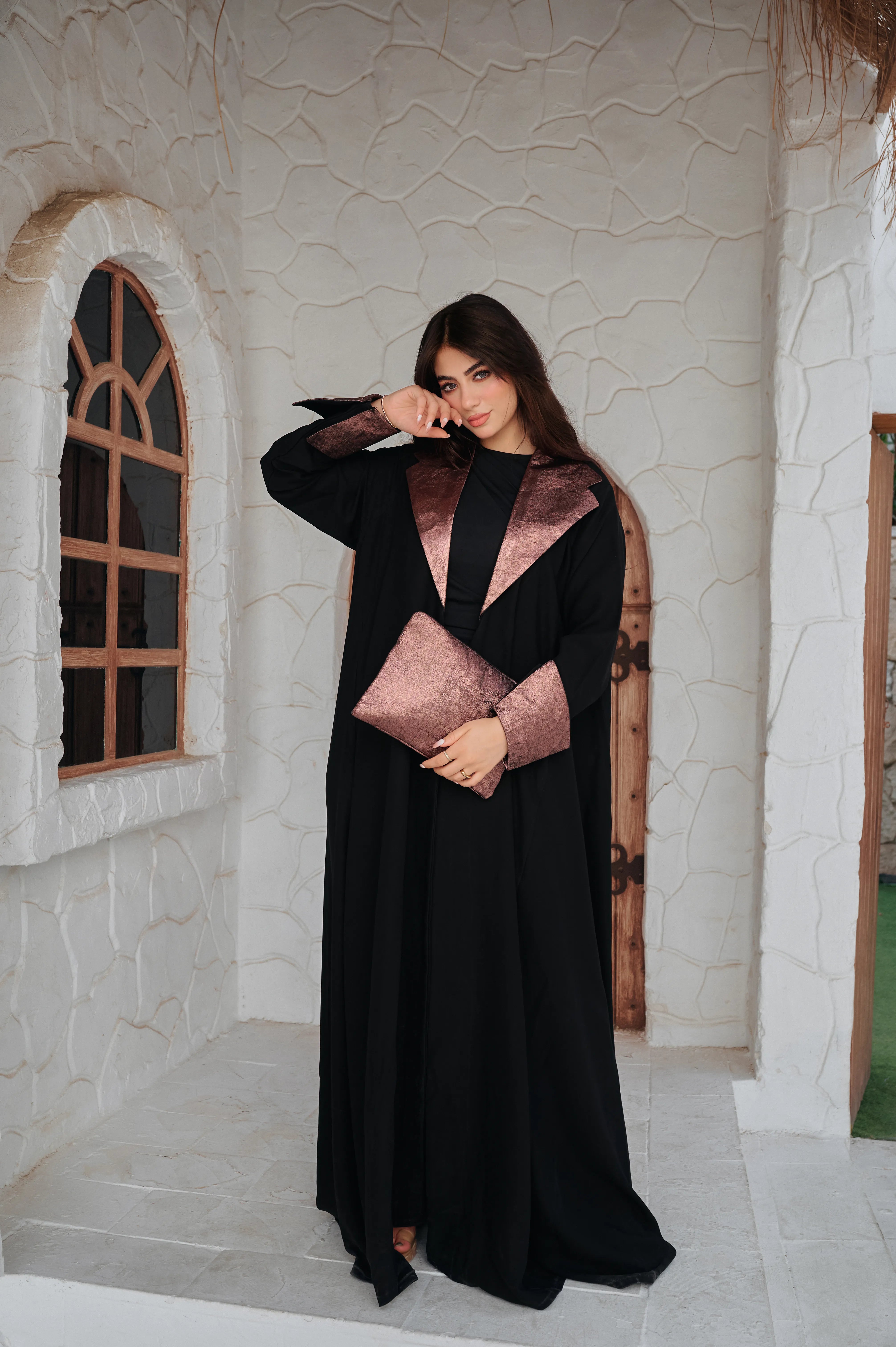 كارديجان فاخر من الكريب بياقة كونكورد مع بورتيفيه
