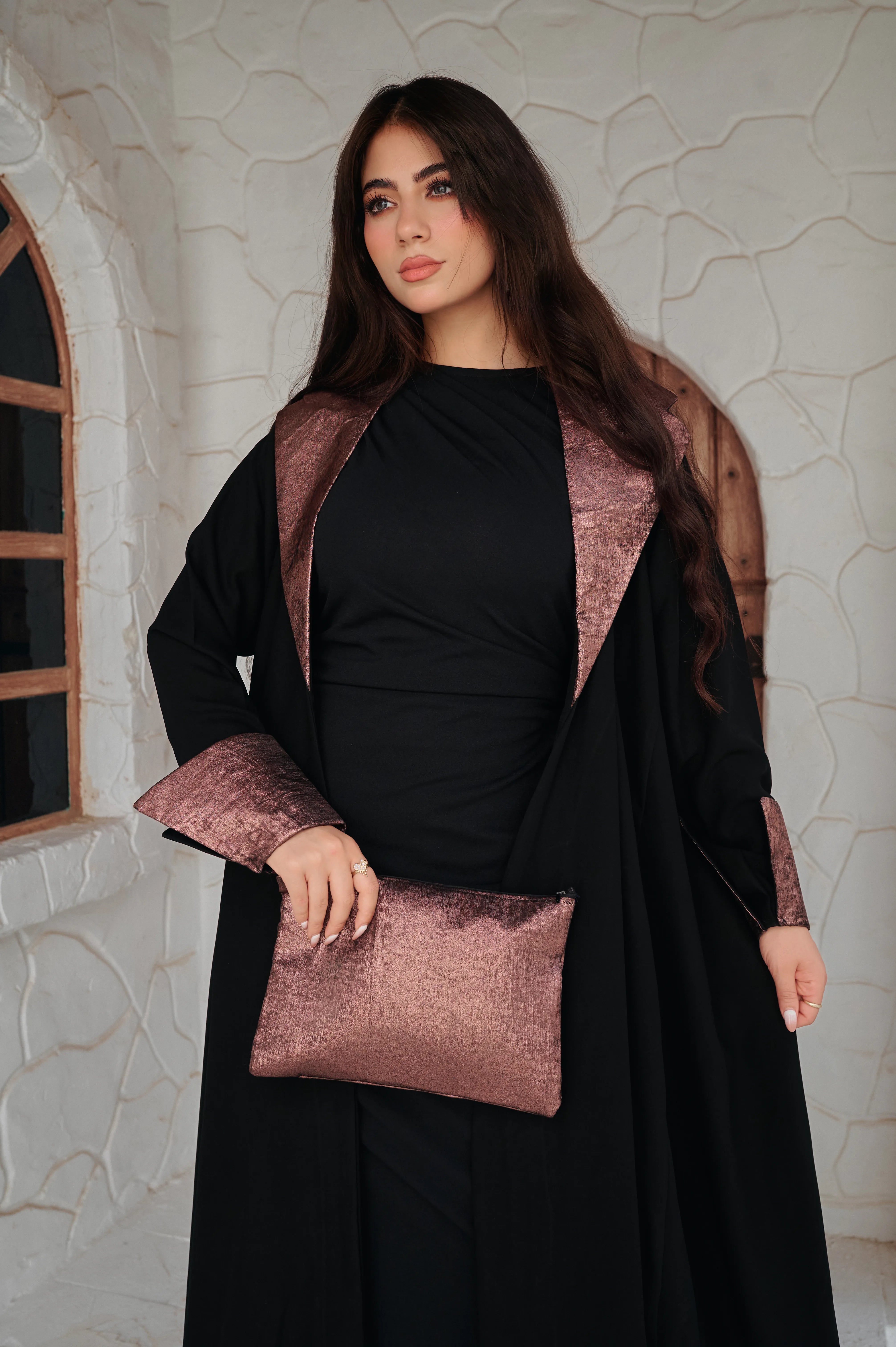 كارديجان فاخر من الكريب بياقة كونكورد مع بورتيفيه